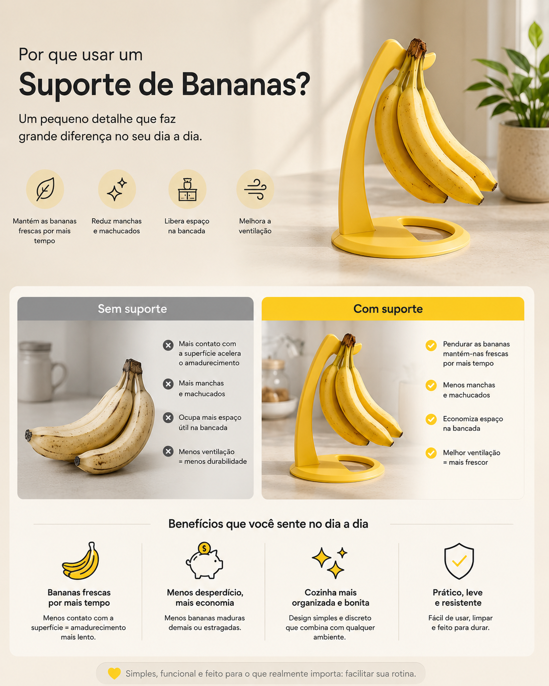 Suporte de Bananas Minimalista – Moderno, Funcional e Elegante - Image 3